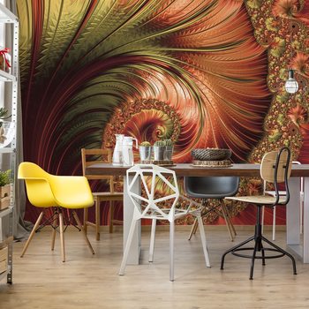Fotomural Red Modern Abstract Spiral Design