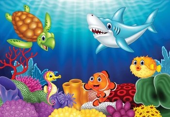 Cartoon Sea Creatures Fototapet