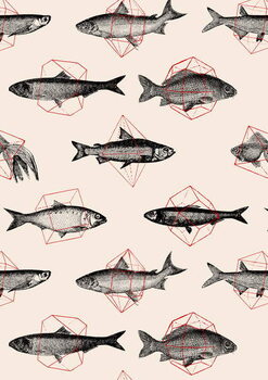 Fishes in Geometrics Fototapet