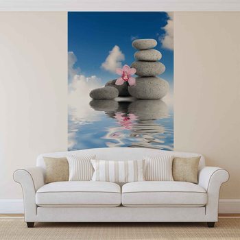 Zen Water Stones Orchid Sky Fototapet