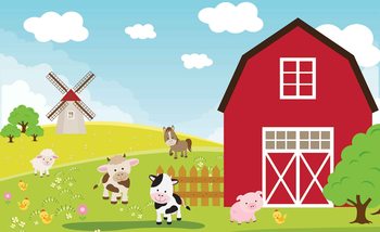 Farm Cartoon Chambres des Garçons Tapéta, Fotótapéta