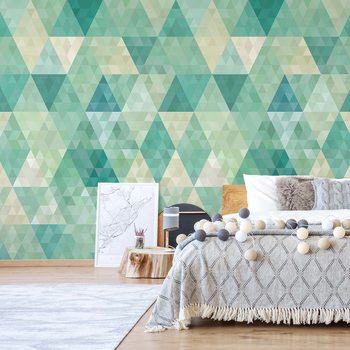 Green Modern Geometric Pattern Tapéta, Fotótapéta