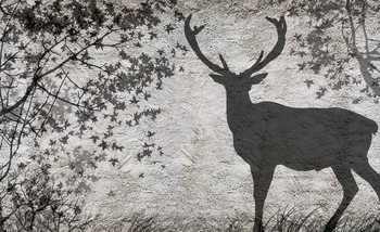 Deer Tree Leaves Wall Fototapeta