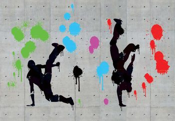 Graffiti Concrete Wall Dancers Fototapeta