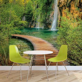 Path Sea Mountains Waterfall Forest Fototapeta
