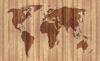 World Map Wood Fototapeta