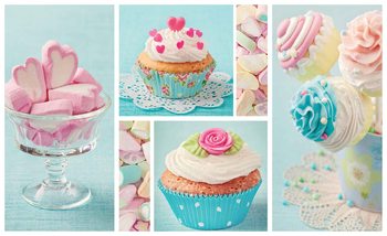 Süßigkeiten Marshmallows Cupcakes Fototapete