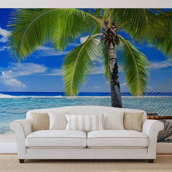 Beach Sea Sand Palms Hammock Fototapet