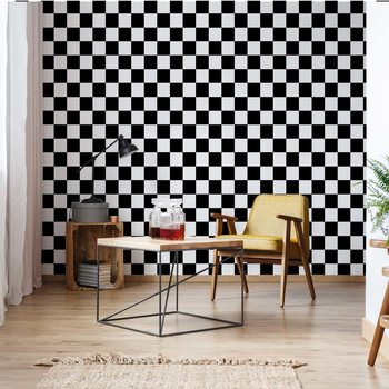 Black And White Checkered Pattern Fototapet