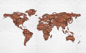 Brick Wall World Map Fototapet