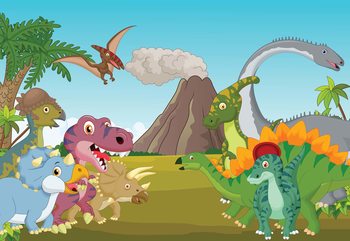 Cartoon Dinosaurs Fototapet