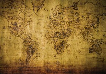 Sepia World Map Vintage Fototapet
