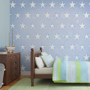 Stars Pattern Blue Fototapet