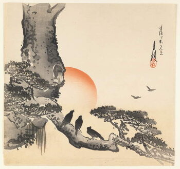 Fototapeta Crows on a Tree Trunk