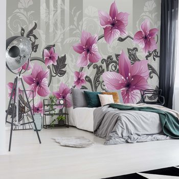 Fototapeta Floral Pattern With Swirls