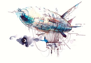 Fototapeta Watercolour Airship