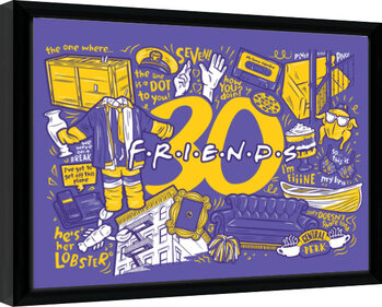 Framed poster Friends 30 Years - Purple Infographic