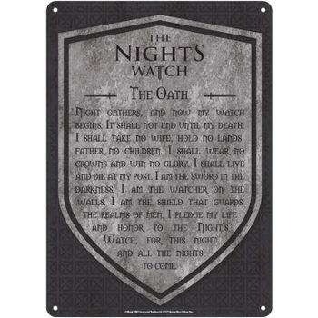 Game Of Thrones - Nights Watch Plaque métal décorée