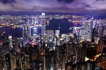 Glasbilder Night City View