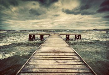 Glasbilder Stormy Pier