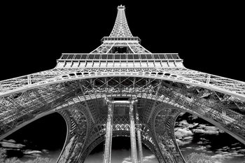 Glasschilderij Paris - Eiffel Tower b&w study