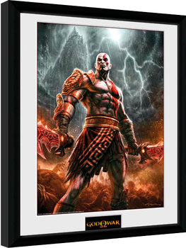 Ingelijste poster God of War - Kratos Lightening