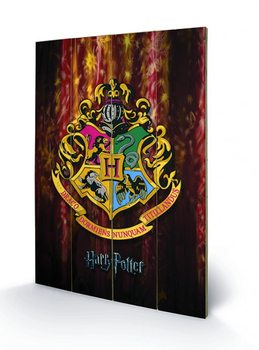 Bild auf Holz Harry Potter - Hogwarts Crest