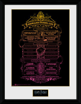 Ingelijste poster Harry Potter - Hogwarts List