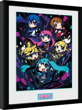 Ingelijste poster Hatsune Miku - Neon Chibi
