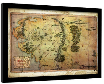 Rámovaný plakát Hobit - mapa Středozemě