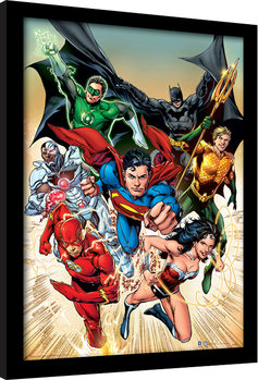 Ingelijste poster DC Comics - Justice League Heroic