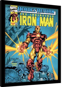 Ingelijste poster Marvel Comics - Iron Man Heroes Return