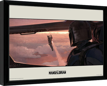 Ingelijste poster Star Wars: The Mandalorian - Fly