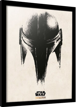 Ingelijste poster Star Wars: The Mandalorian - Helmet