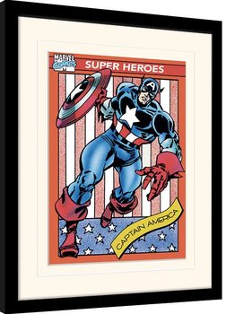 Innrammet plakat Marvel Comics - Captain America Trading Card