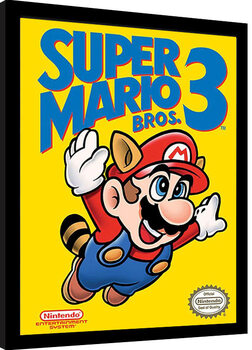 Innrammet plakat Super Mario Bros. 3 - NES Cover
