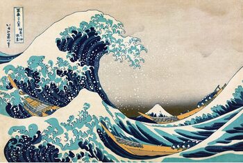 Gerahmte Poster Kacušika Hokusai - The Great Wave off Kanagawa