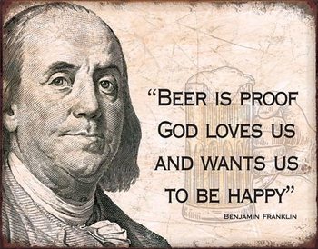 Kovinski znak Ben Franklin - Beer