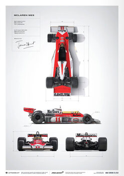 Kunsttrykk Mclaren M23 - James Hunt - Blueprint - Japanese Gp - 1976