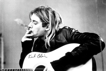 Innrammet plakat Kurt Cobain - smoking