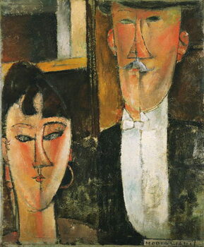 Billede på lærred Bride and Groom - Peinture de Amedeo Modigliani