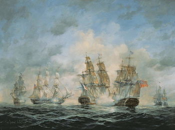 Billede på lærred 19th Century Naval Engagement in Home Waters