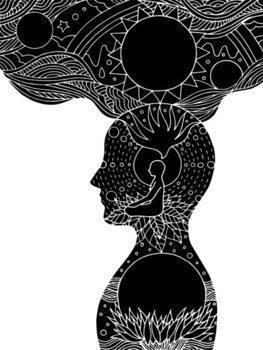 Billede på lærred 7 chakra lotus pose yoga, vector
