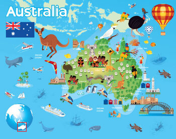 Billede på lærred Australia Travel Map