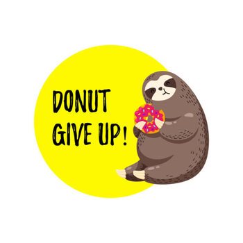 Billede på lærred Cute vector illustration. Funny cartoon sloth