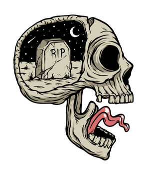 Billede på lærred death in my mind illustration