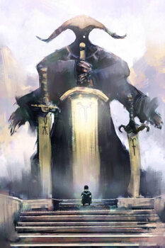 Billede på lærred digital art painting of boy reading