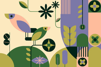 Billede på lærred Forest in geometric abstract shapes
