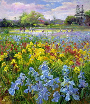 Billede på lærred Hoeing Team and Iris Fields, 1993