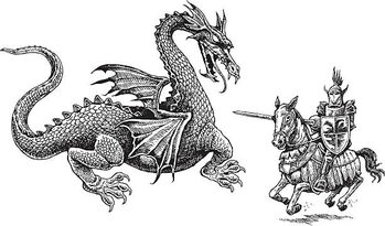 Billede på lærred Knight and Dragon - Medieval